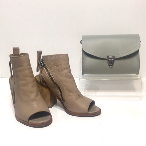 DOLCE VITA Leather Port Booties open toe Taupe 6.5 - Picture 3 of 14